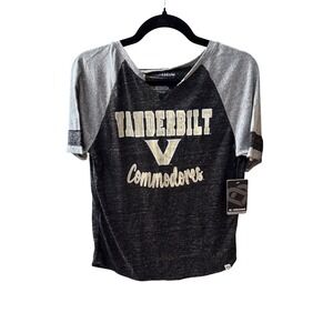 Vanderbilt Commodores Colosseum Womens Gray Black Raglan T-Shirt‎ Medium NWT
